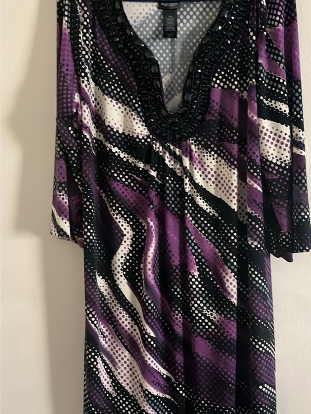 Bisou Bisou Michele Bohbot Beaded V-Neck Dress Size 18W